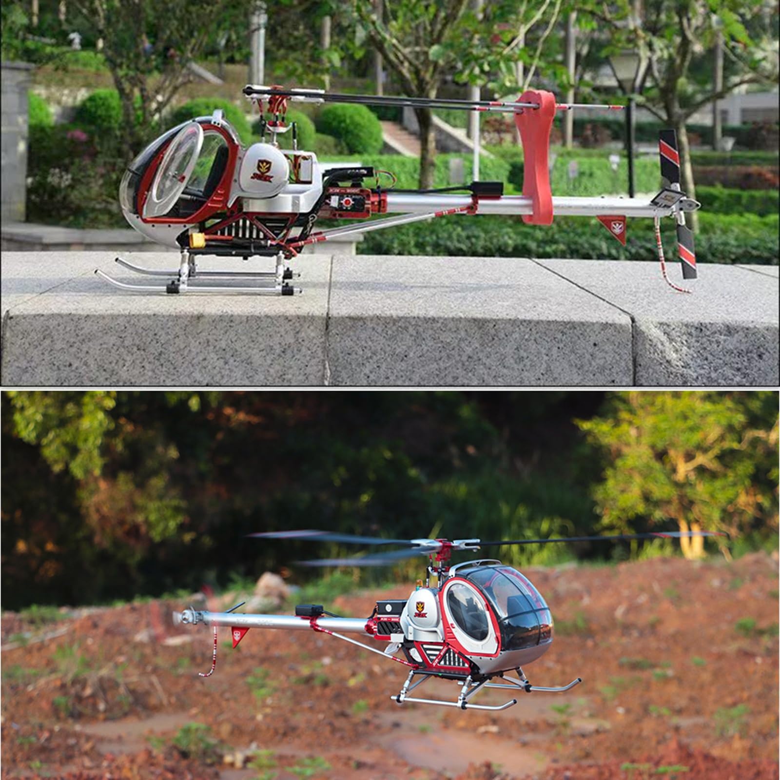 Helicóptero teledirigido sin Barra estabilizadora C300 2.4G con Luces LED de 3 rotores y Cabina Que se Abre Modelo de avión teledirigido Juguete Regalo 2 baterías(Silver,Right-Hand Throttle)