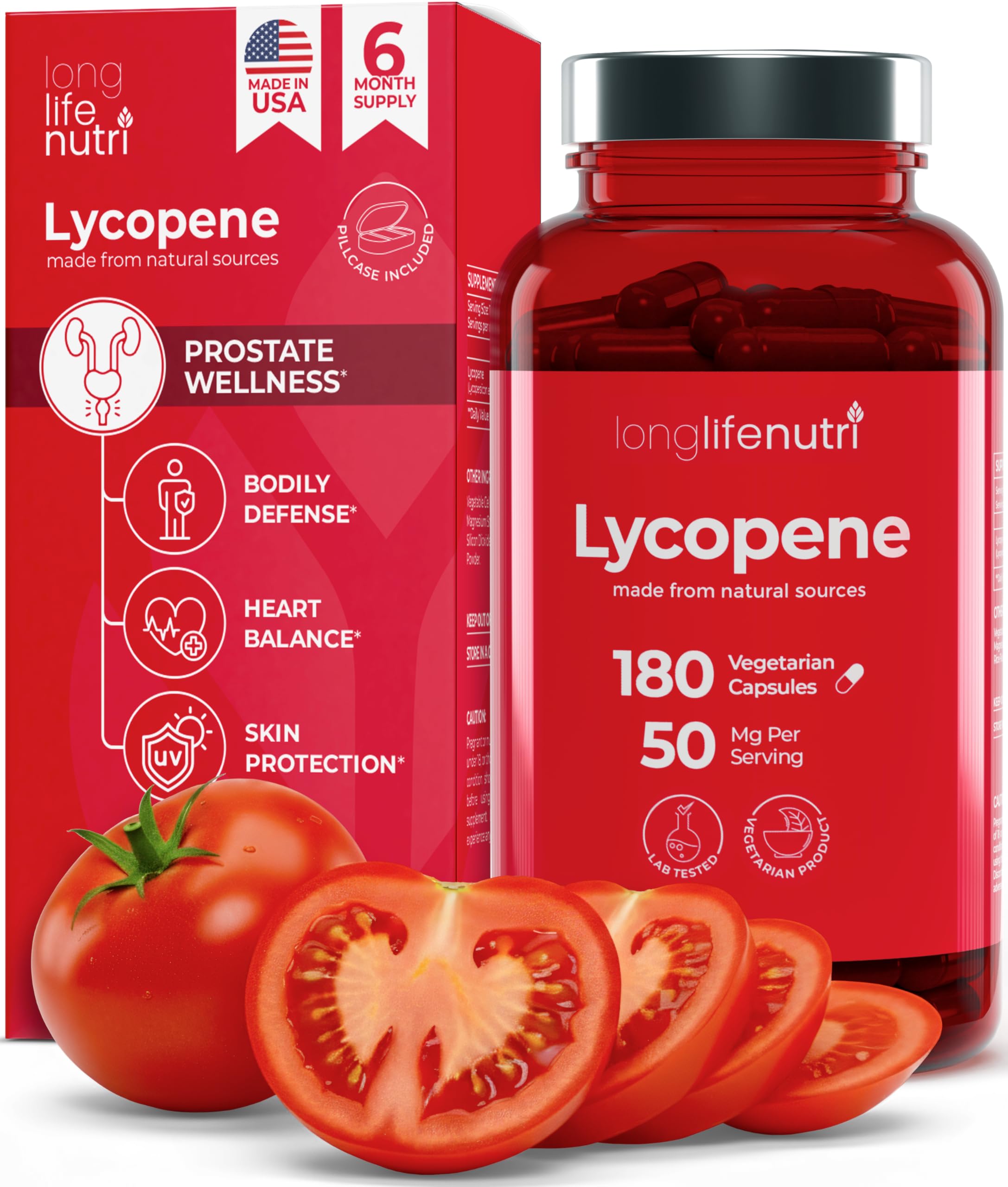 LongLifeNutri Lycopene 50mg 180 Capsules