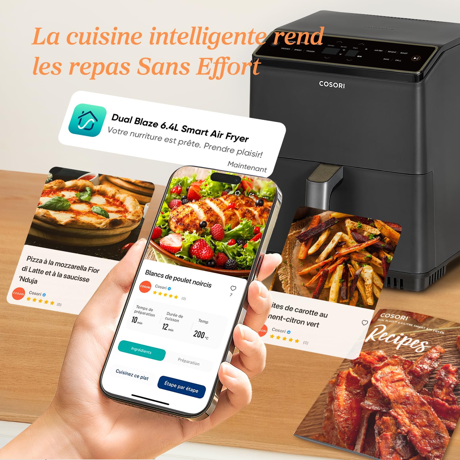 Cosori Air Fryer Dual Blaze 6.4L 11-EN-1 Cuisson Homogène