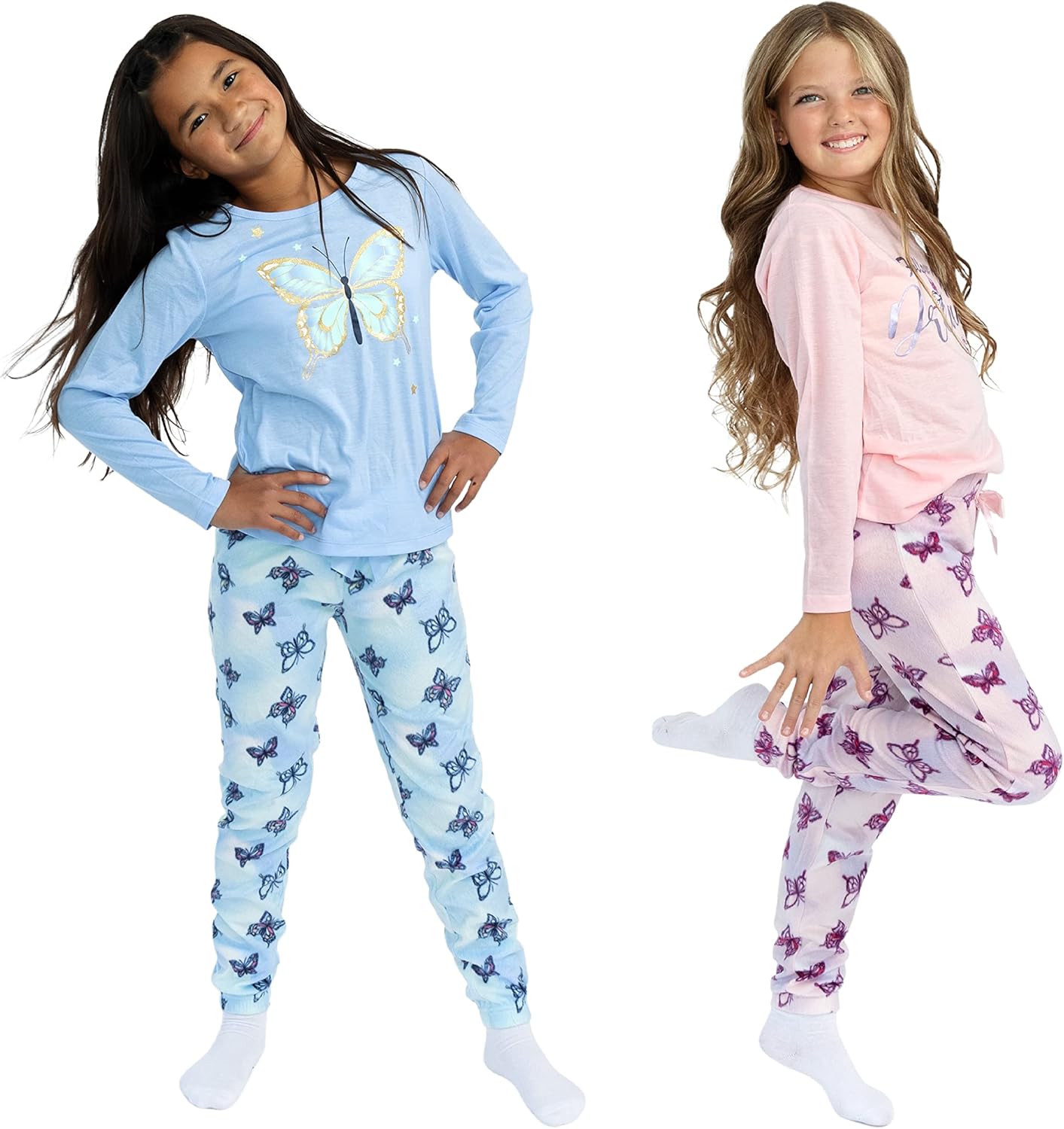 Sleep On It Girls Fleece Pajama Set Long Sleeve Tops & Fleece Pants Soft Kids Sleepwear Multipack Cute Prints Sizes 4-14 - Image 8