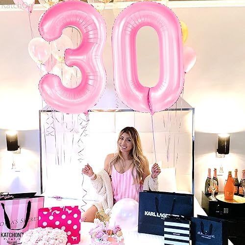 Miniatura 6 de KatchOn, Globo Enorme de 40 Pulgadas Rosa Claro Número 0 - Globos Rosas  Globo Cero, Decoraciones de Fiesta Rosa Claro  Decoraciones de Cumpleaños