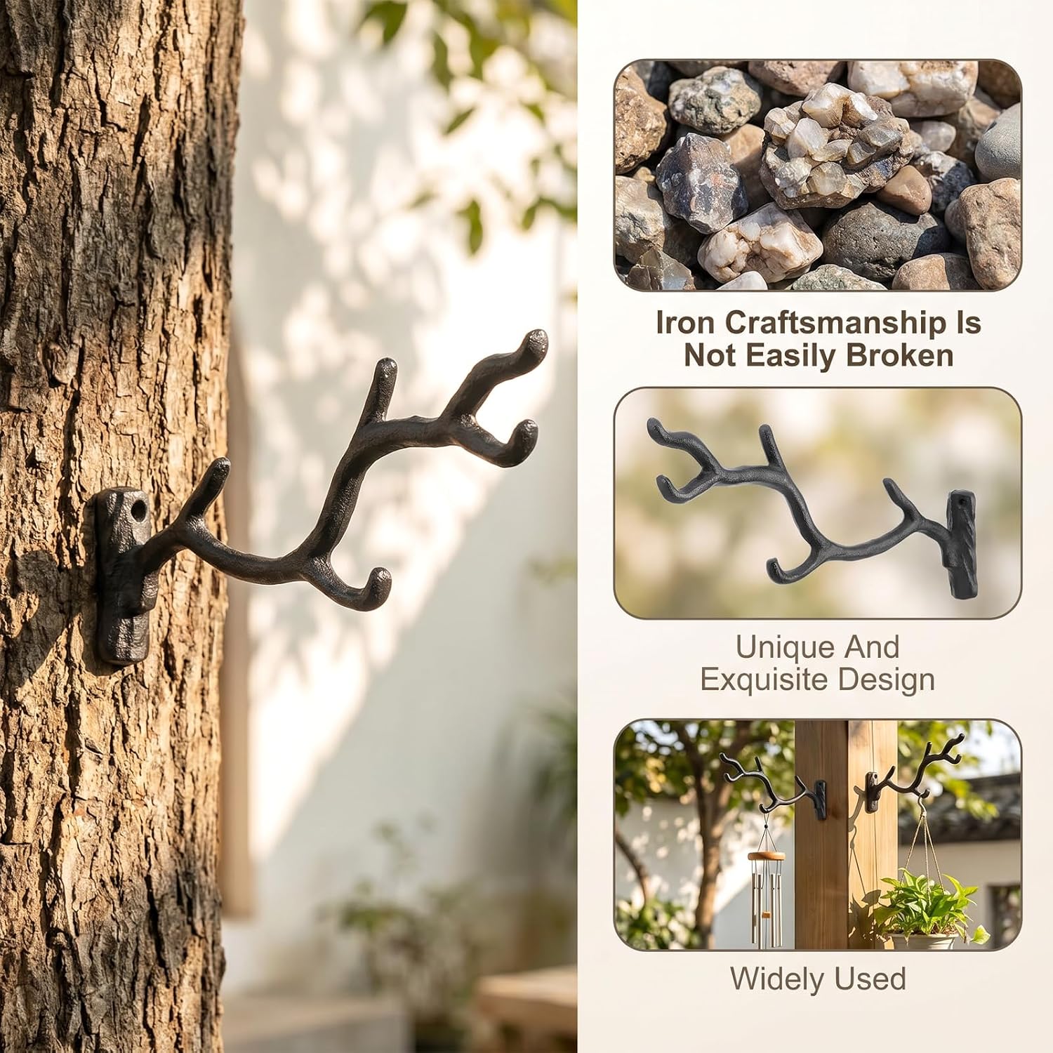 2pcs 11" Cast Iron Tree Branch Plant Hangers for Wall image 3