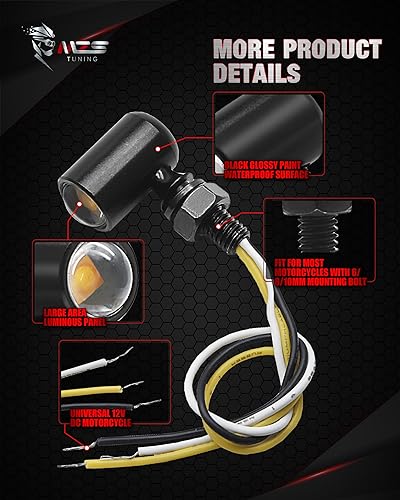 Vista 21 de MZS 1157 - Kit de luces LED para motocicleta, luces LED mejoradas, cuentas LED rojas de 2 pulgadas, estilo bala con doble color delantero o trasero