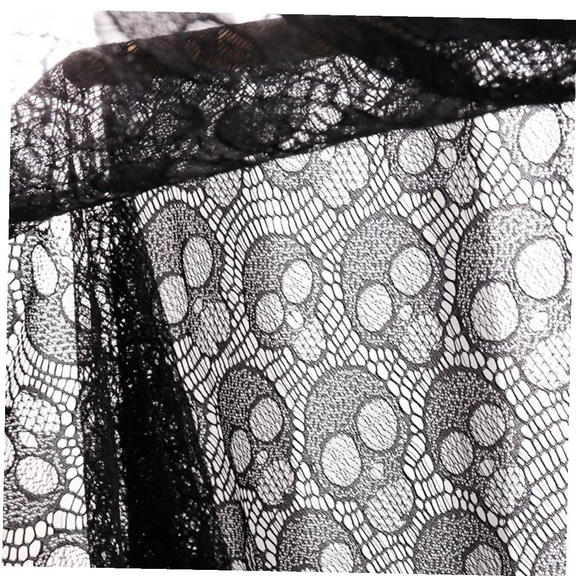 Haowul Black Skull Lace Fabric, Non-stretch Lace Sewing Fabric for Tablecloth, Curtains, Sewing Garments, Pillow Cover and Halloween Home Decor