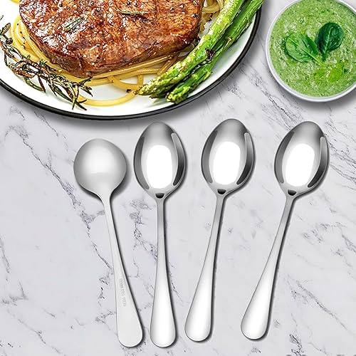 Miniatura 9 de LAZAHOME Juego de cubiertos de tenedor y cuchara de 36 piezas, acero inoxidable de grado alimenticio, para campamento, cocina, restaurante,