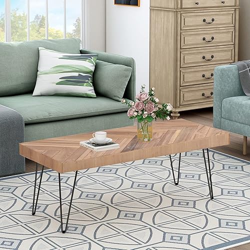 Merax Mesa de centro moderna con almacenamiento para sala de estar, incluye mesa superior y base resistente de maderametal, rectangular, roble