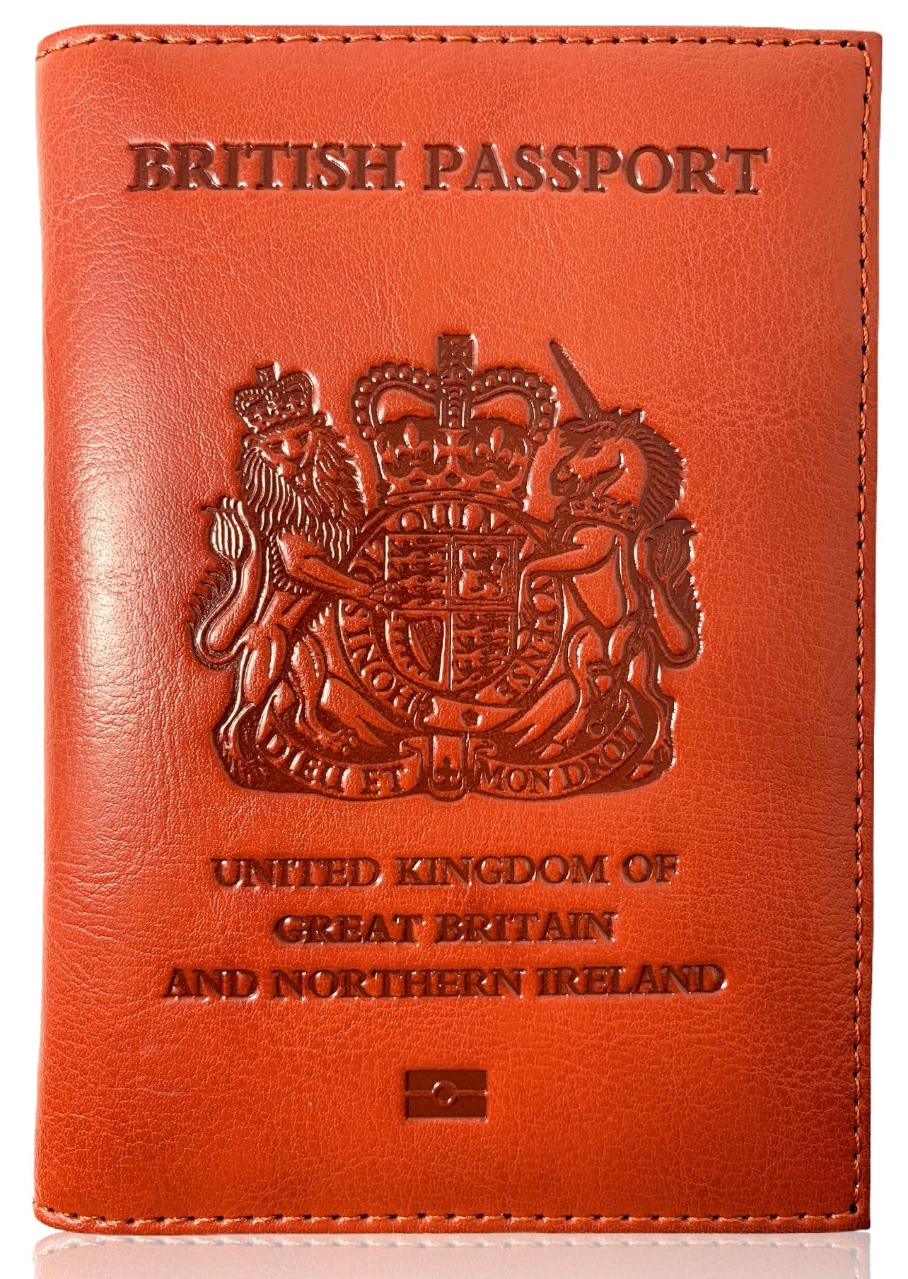 UK Passport Cover, 4 Credit Card Slots, RFID Blocking, Passport Holders, Slim, British, Leather, Tan, Brown, Travel Wallet, Men, Women, (BRN), Brown, S, Modern