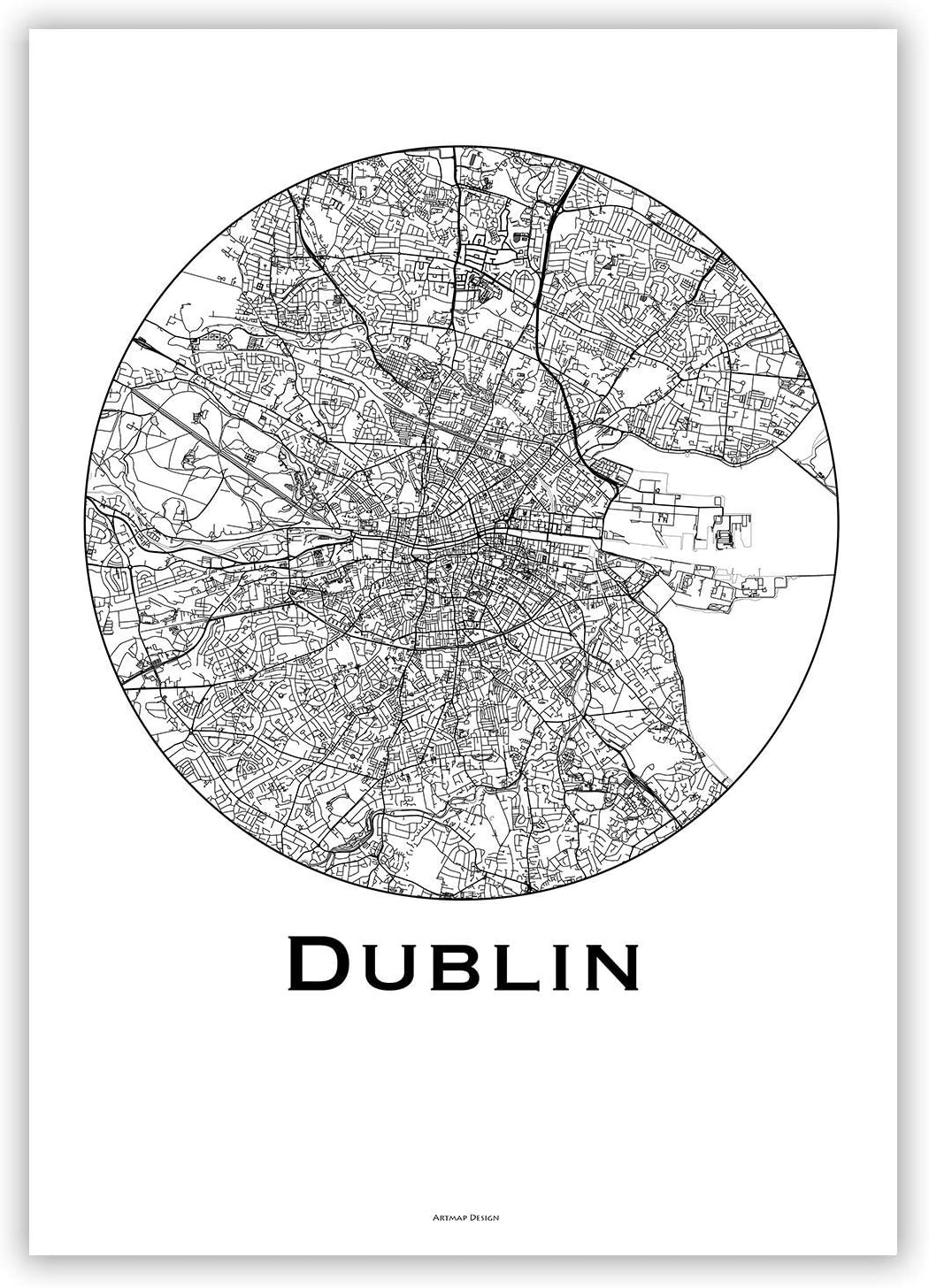 Poster Dublin Irland Minimalist Map - City Map Art of Dublin Poster - Wall Art Gift - Travel Map - Print