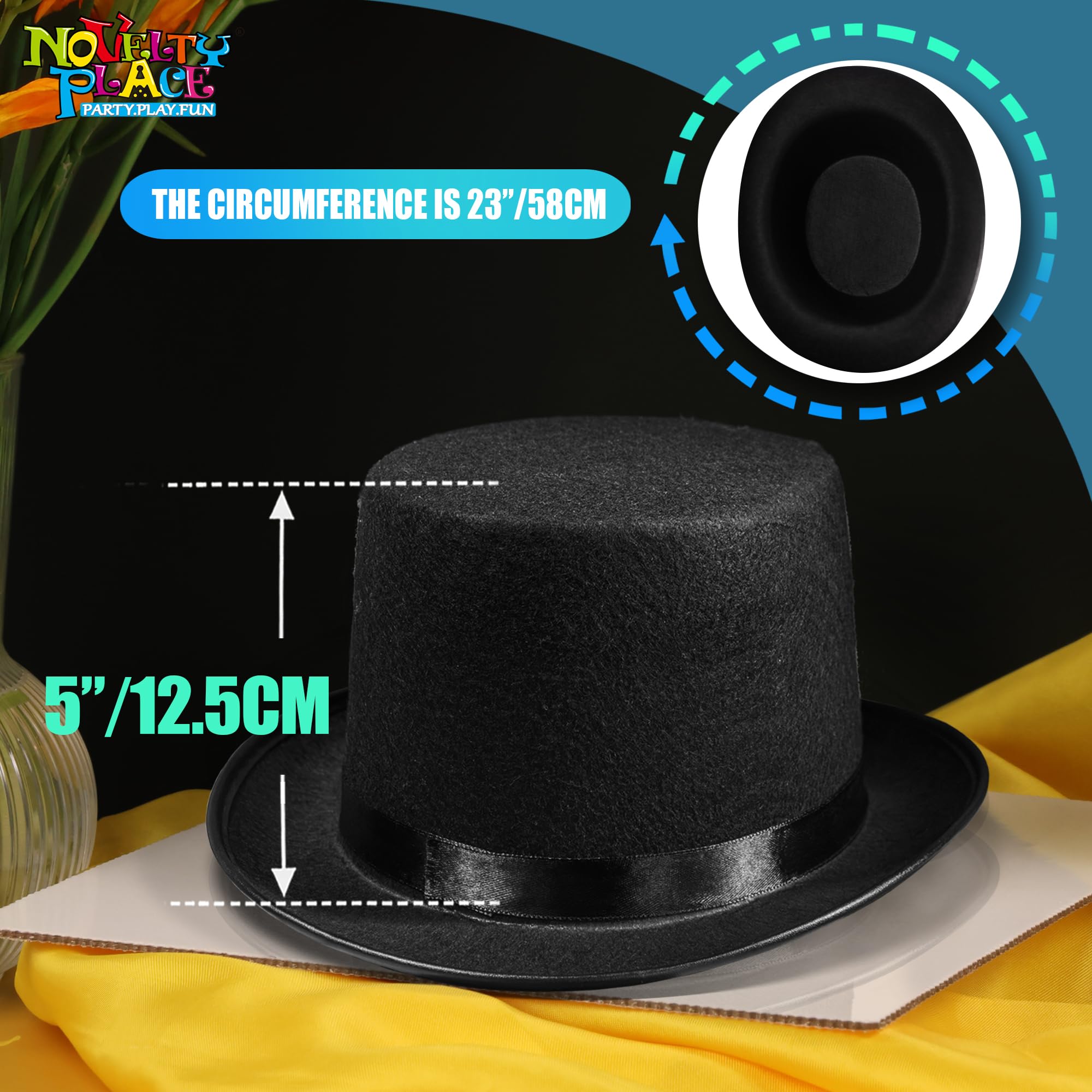 2 Schwarze Filzhüte (Zylinder) Für Cosplay & Kostüme – Unisex, Für Erwachsene & Kinder