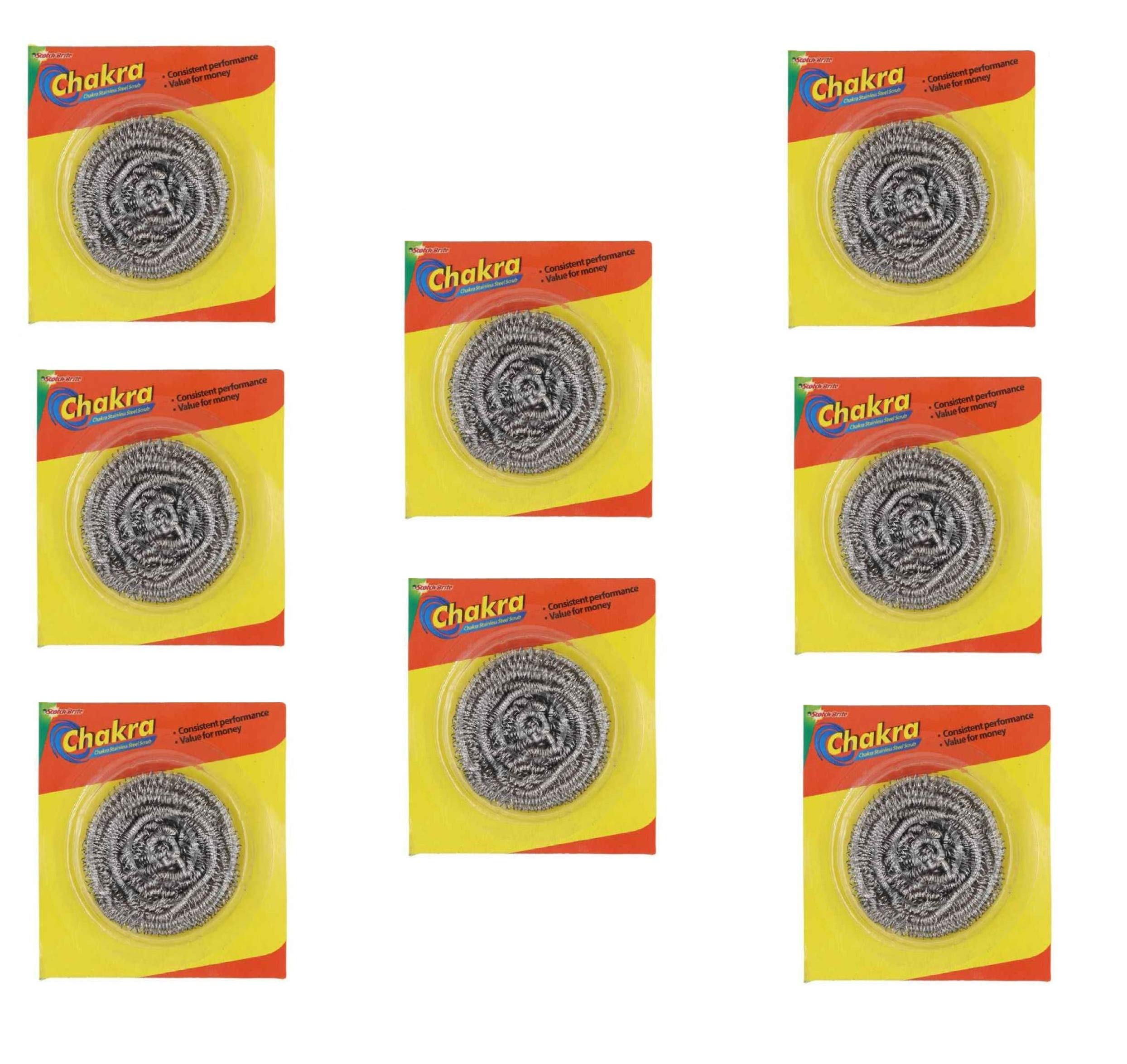 Scotch Brite Chakra Stainless Steel Scrub-Pack of 8