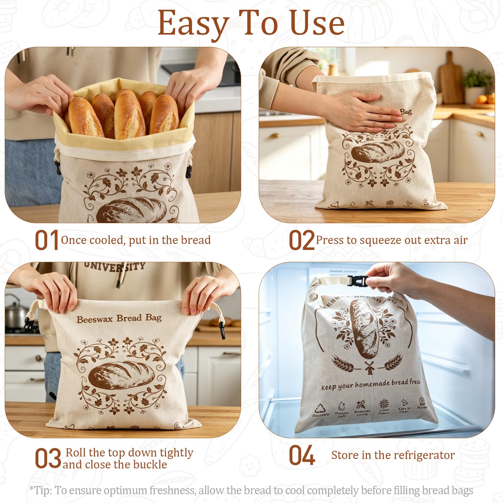 Paquete de 2 bolsas de pan reutilizables, bolsa de pan de lino natural para pan casero, bolsas de almacenamiento de masa madre con cordón con forro, bolsa de regalo para pan y alimentos