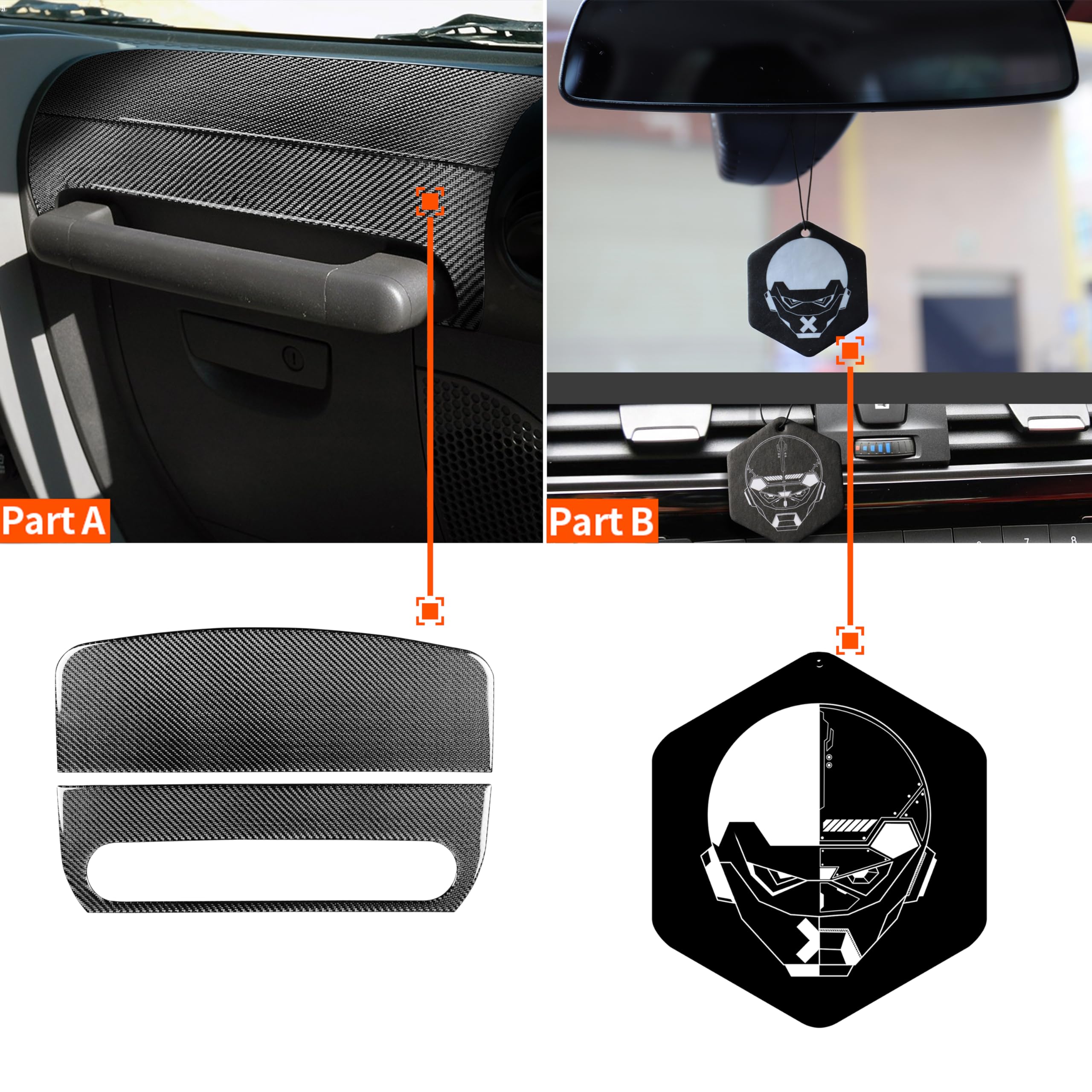 Real Premium Carbon Fiber Compatible with Wrangler 2007 2008 2009 2010 Accessories Car Passenger Armrest Cover Sticker Decal Interior Trim