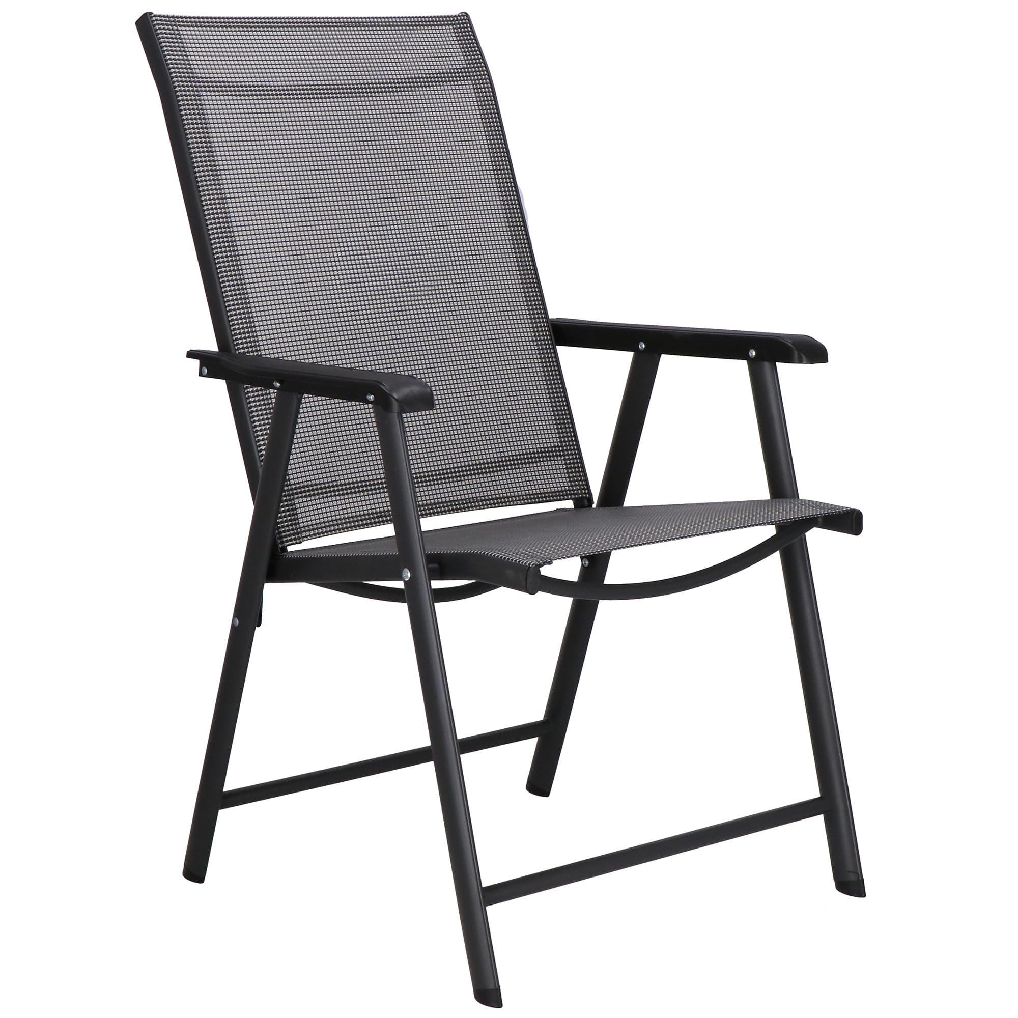 SPRINGOS Chaise de Jardin Pliante avec Accoudoirs 49x49x96 cm – Chaise de Balcon Pliable et Résistante aux Intempéries, Siège Confortable en Métal et Textilène pour Terrasse