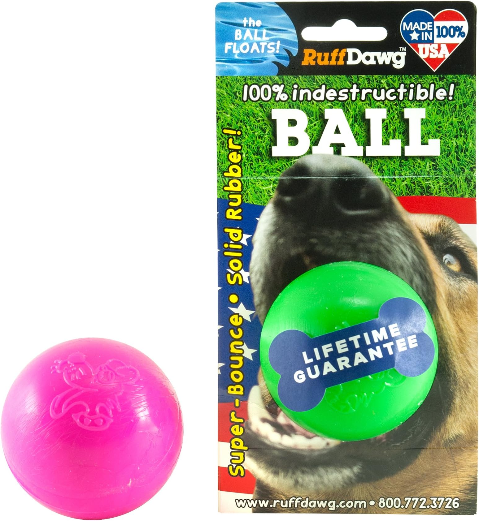 Ruff Dawg Ball Solid Rubber Dog Toy Small Assorted Neon Colors