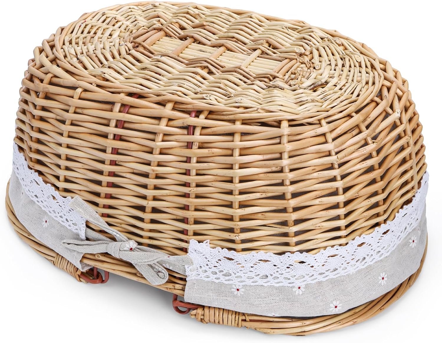 Dicunoy Wicker Picnic Basket with Handle, Large Empty Gift Basket to Fill, Open Top Market Harvest Baskets for Garden, Fruit, Candy, Wine, Easter Egg Gathering, Wedding, Vegetables