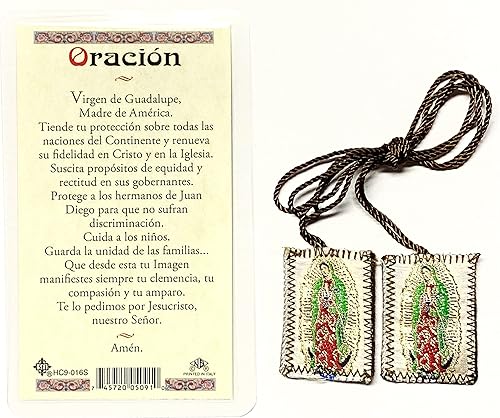 Miniatura 2 de Gigi's Classy Kids Virgen de Guadalupe Escapulario Café Tarjeta de Oración Español Set de regalo religioso Tarjeta de oración santa