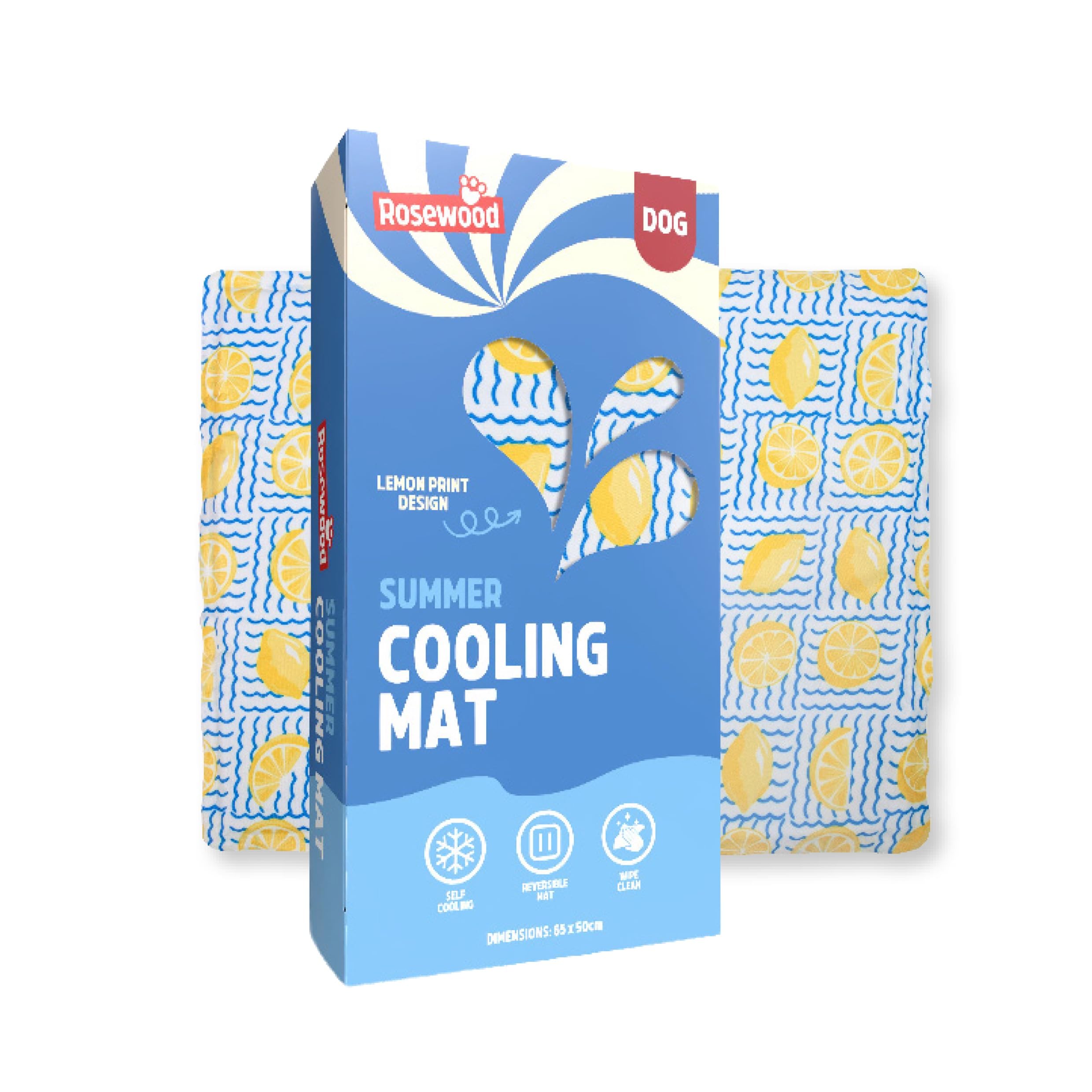 ROSEWOOD LEMON SELF COOLING PET MAT DOG CAT COOL PAD 65 X 50CM SUMMER GEL