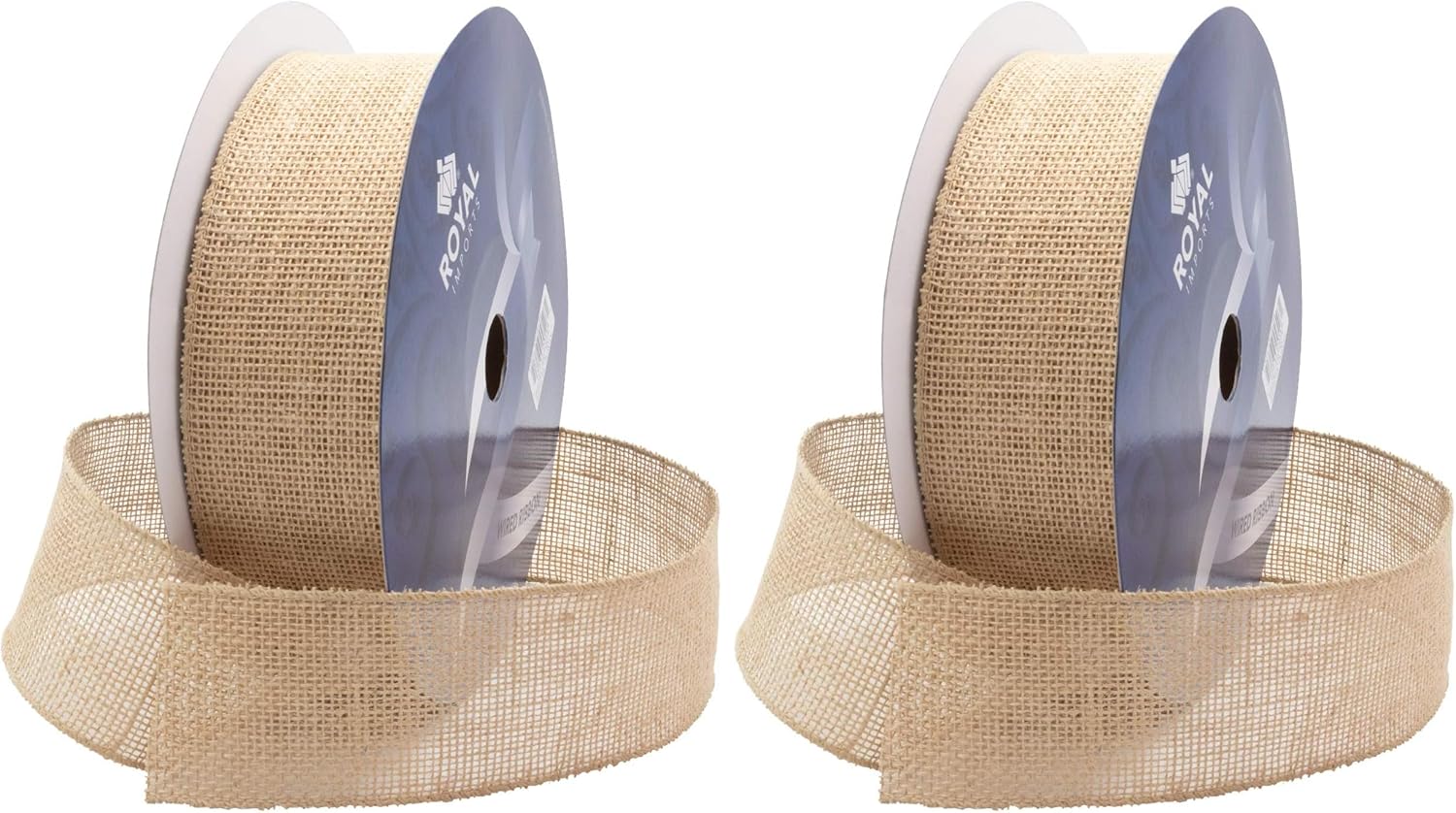 Royal Imports Natural Burlap Jute Wired Fabric Ribbon 2.5" (#40) for Floral, Holiday & Craft Decoration, 25 Yard Bulk Roll (75 FT Spool) (Pack of 2)