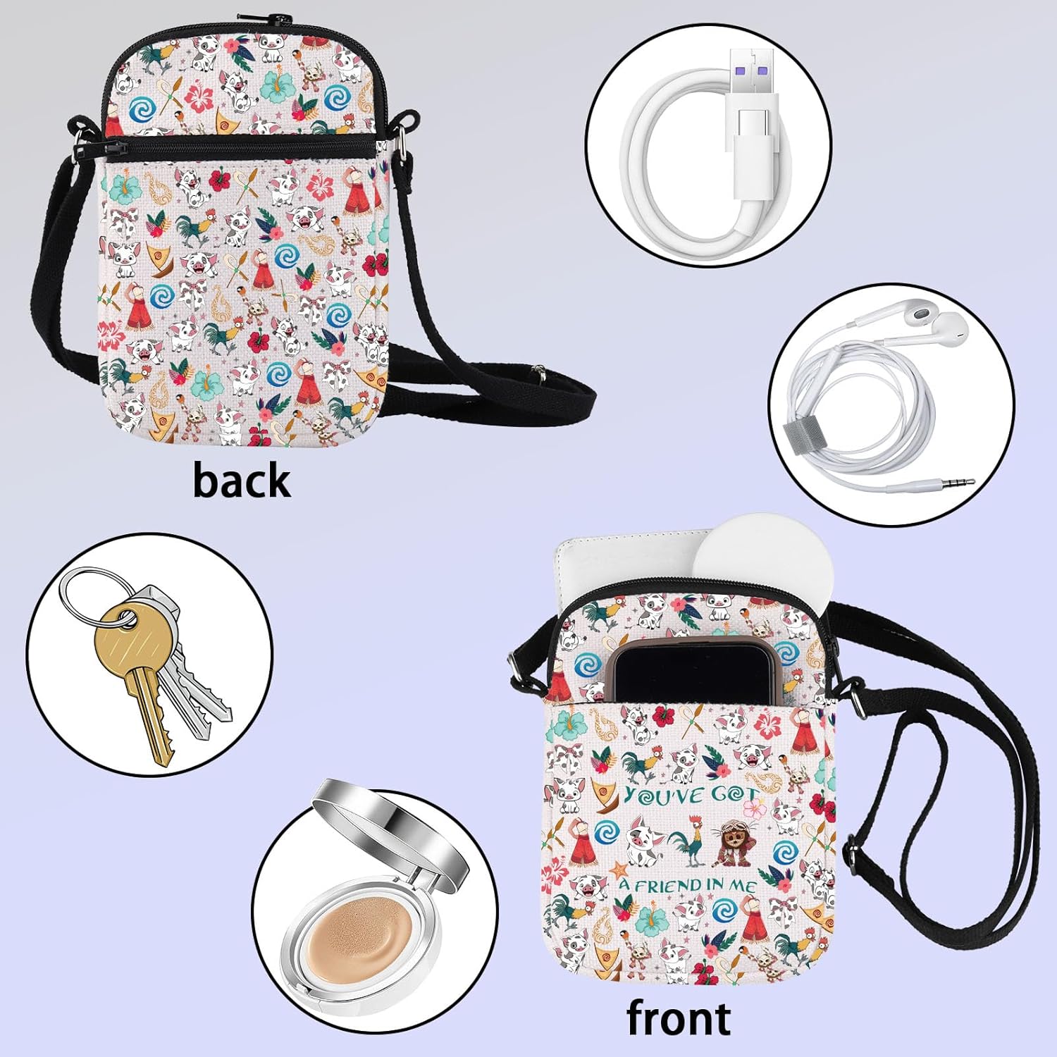 ZJXHPO Pig And Rooster Crossbody Bag Kakamora Lover Gift You've Got A Friend In Me Messenger Bag Ocean Adventure Carry On Bag (Got A Friend CB) - Image 5