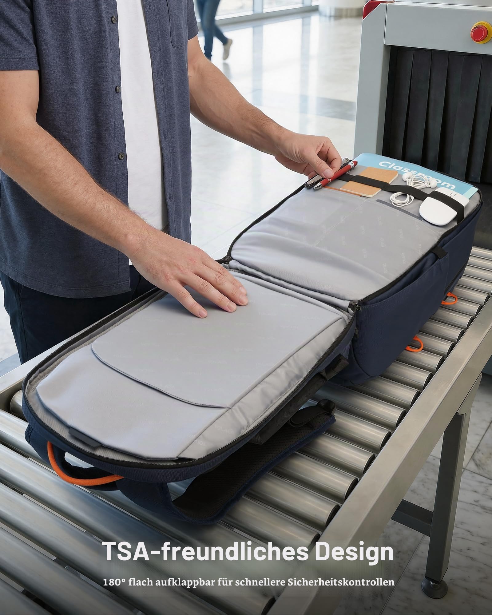 Tolaccea Reiserucksack 30L Damen Herren, Handgepäck Rucksack 16 Zoll Laptop | Nachhaltiges RPET. 180°-Laptopfach bis 16" mit EVA-Schutz. YKK-Reißverschluss. Standfeste Bodenplatte