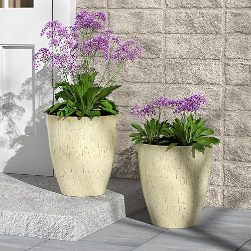 Miniatura 3 de QCQHDU Juego de 2 macetas de 10 pulgadas para plantas de interior y exterior con agujero de drenaje, macetas decorativas modernas para plantas de