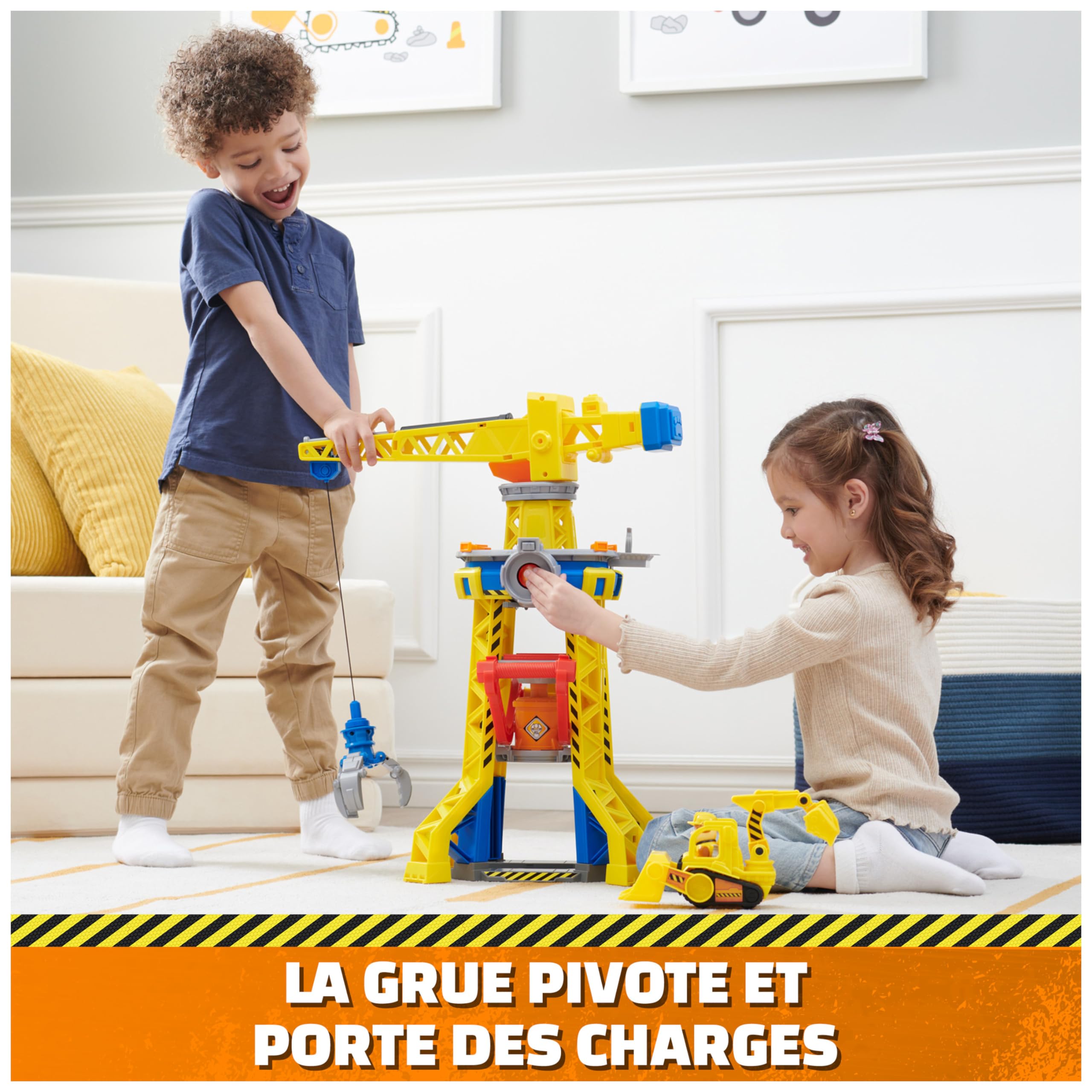 Ruben & Compagnie - Brico Park - Grue de Chantier Interactive - Véhicule Figurine Ruben Et Compagnie À Collectionner - Avec Sable Magique Kinetic Sand - Pat Patrouille Jouet - Jouet Enfant 3 Ans et +
