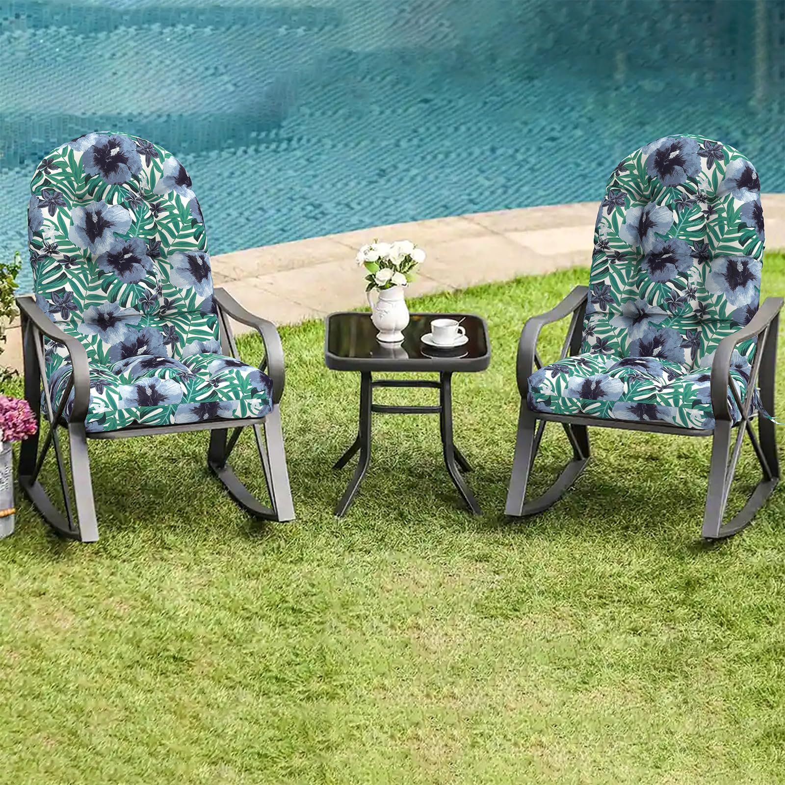 Adirondack Chair ZEOLABS Outdoor High Back Chair Cushion,Water