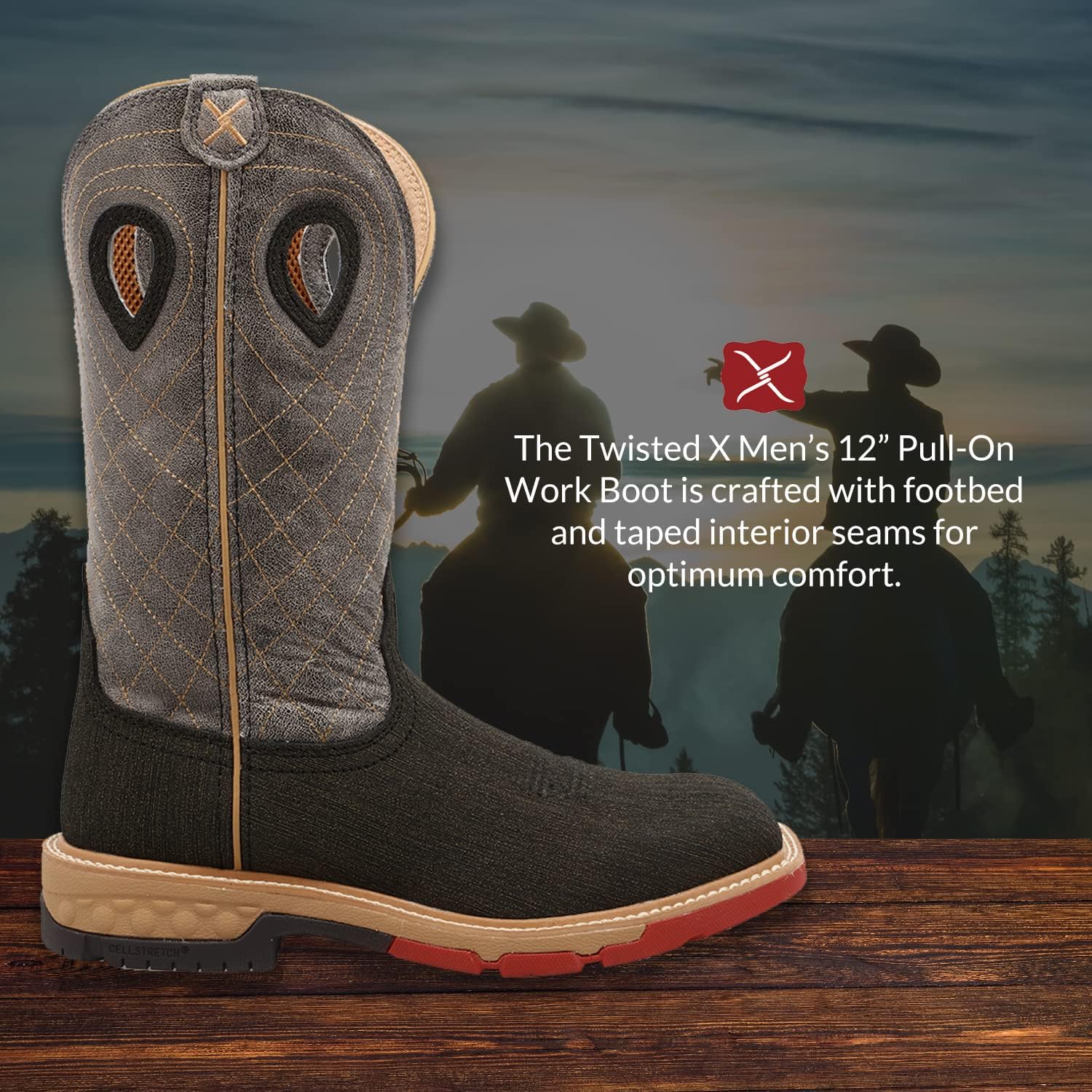 Twisted X Men's 12" Western Work Boot, Steel Toe