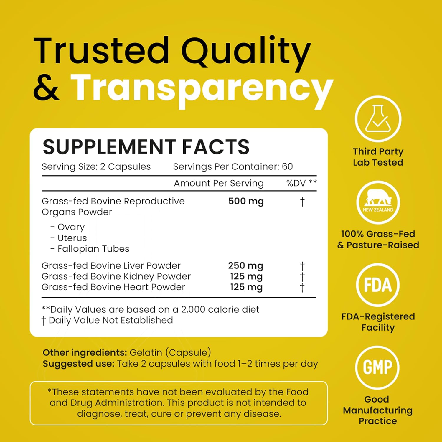 Beef Organ Supplement for Women – Grass Fed Liver, Uterus, Ovary, Heart, Kidney – 30+ Nutrients to Support Hormone Balance, Cycle Health, Energy, Immunity, Skin & Hair – Made in USA & 3rd Party Tested - Image 7