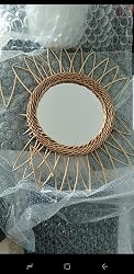 Miroir Rosace En Rotin - Diam 56 Cm - Miroir
