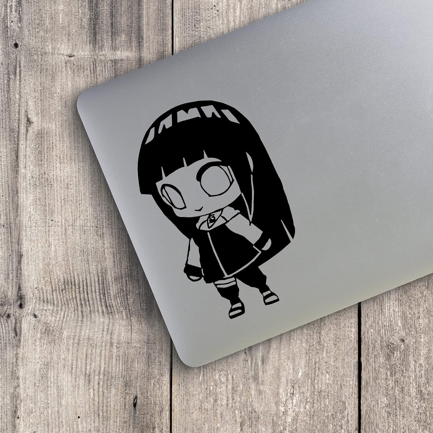 Japanese Chibi Anime Hinata Decal, H 6 By L 3.5 Inches, Cute Anime Waifu Peeker Sticker, Cat Girl, Ramen, Cherry Blossom, Tempura, Sushi, Japanese Letters, Hinata Waifu, Slow Car Club, Midnight, JDM (Black)