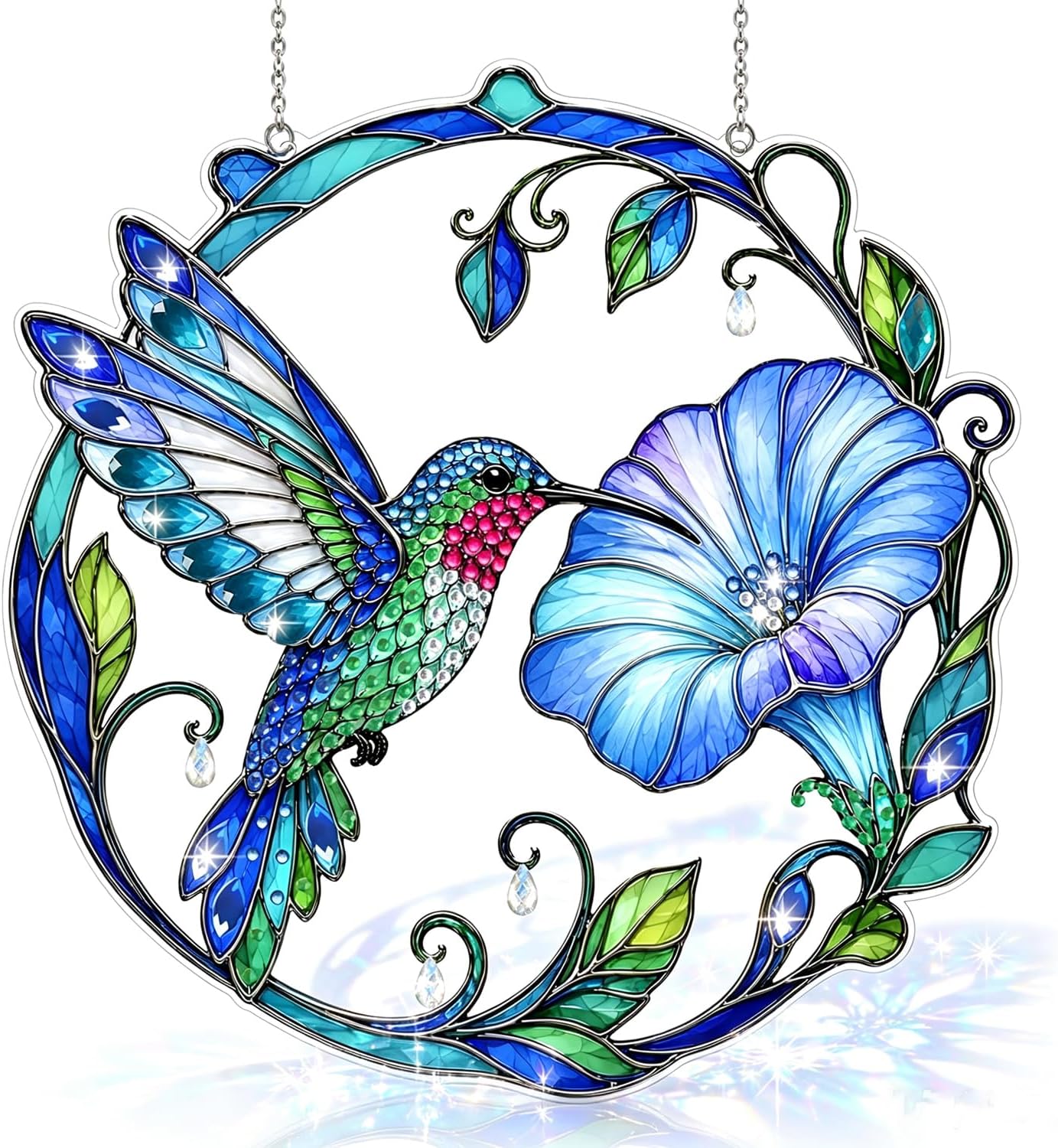 ARTopet DIY Diamond Art Hanging Pendant Suncatchers Craft Kit for Adults Beginners Stained Glass Inspired Acrylic Crystal Painting Art for Window Garden Decor-Hummingbird