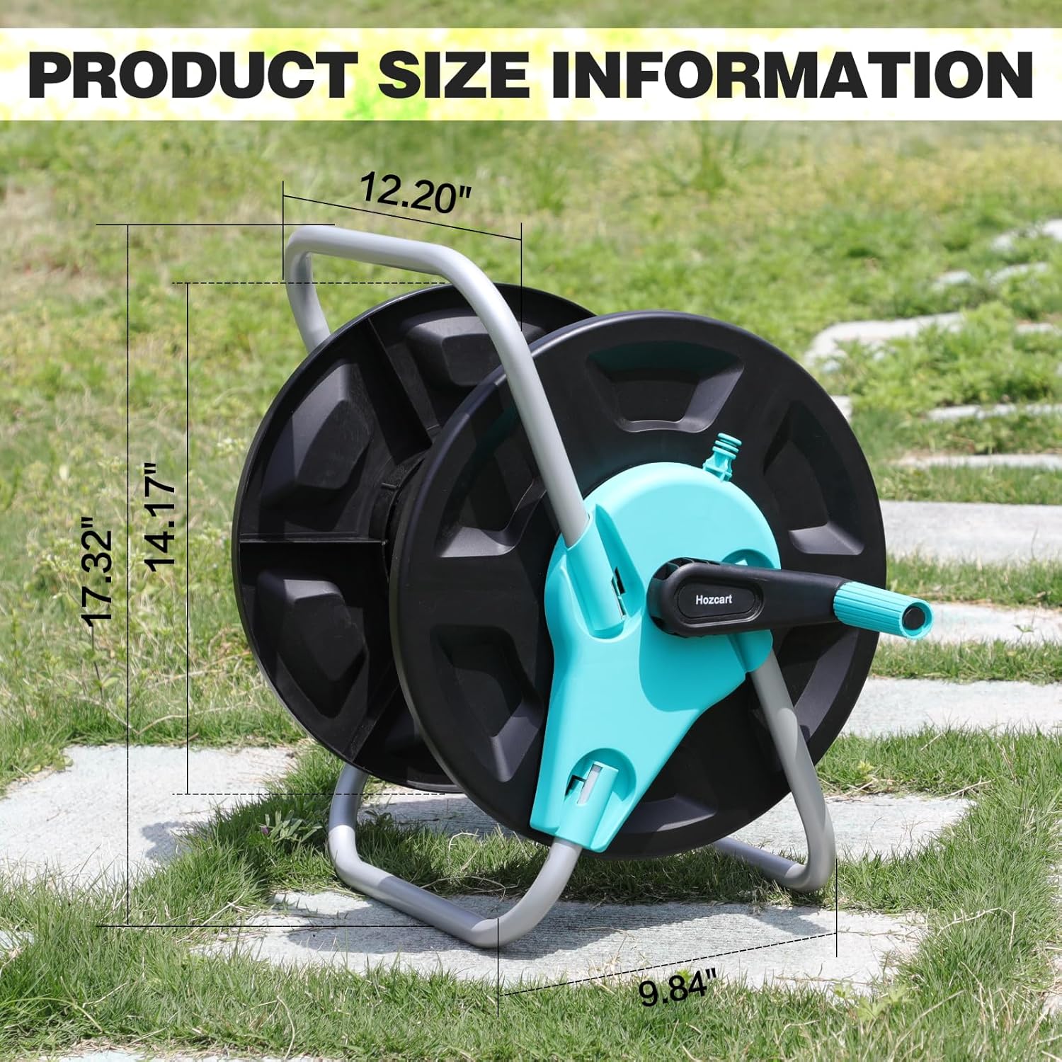 Garden Hose Reel Cart,Hold Up to 50-130 Feet of 5/8" Hose,Wall Mounted Water Hose Reel,Portable Hose Reel Holder,for Outside Car Washing, Watering