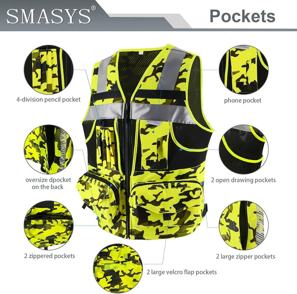 Amazon.com: SMASYS High Vis Safety Vest with 3M Reflective Tapes