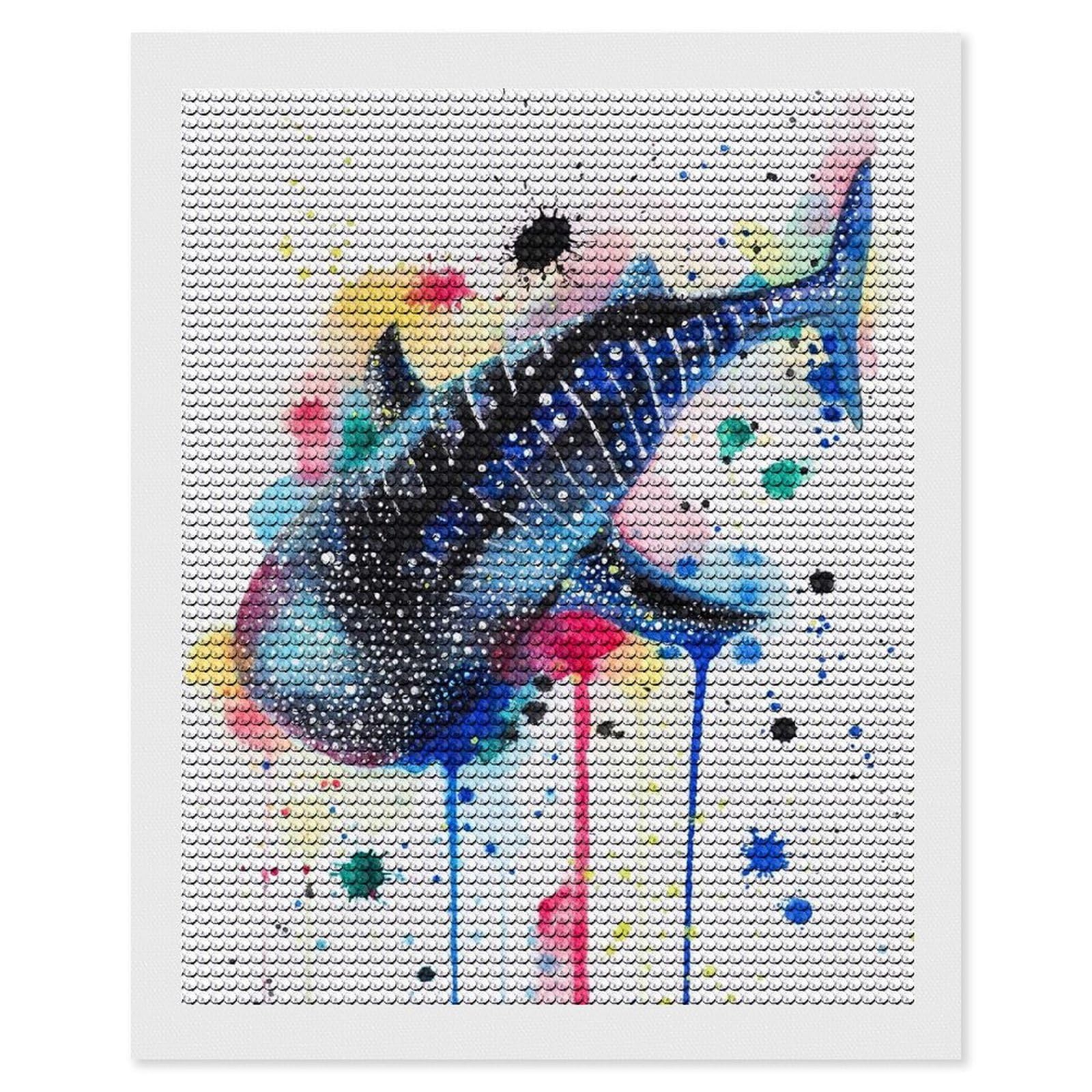 Junmoney Whaleshark Crystal Diamond Art Kit 16"x20", Round Gems, Detailed Printed Canvas, Creative Gift Idea, Vintage Style Decor