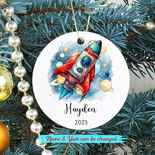 Miniatura 2 de Adorno de cohete personalizado para árbol de Navidad, lindo adorno de Navidad de cohete 2023, año personalizado y nombre, regalo de adorno para