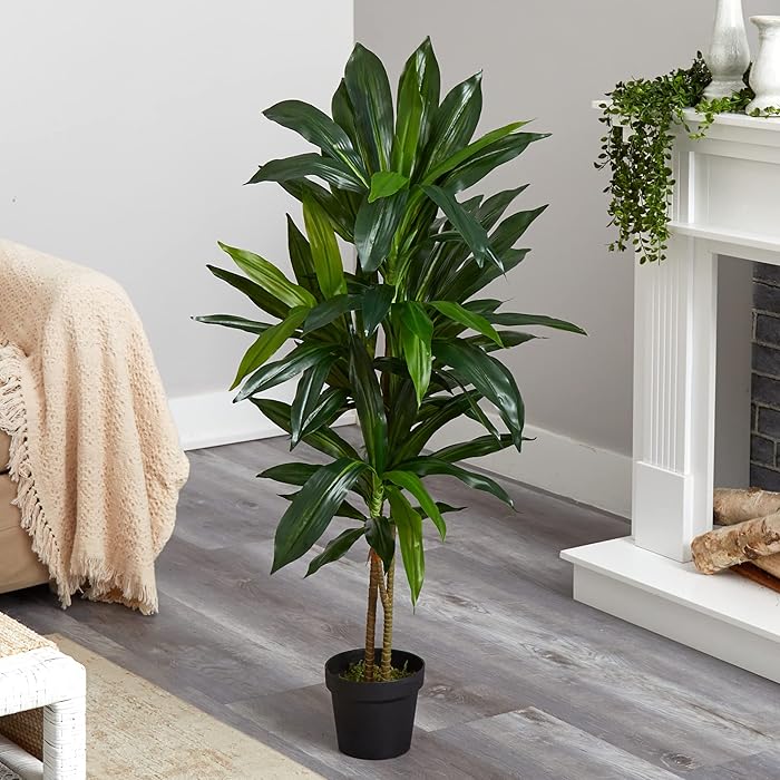 Amazon.com: Nearly Natural 48in Dracaena Silk Plant (Real Touch) Green : Home & Kitchen