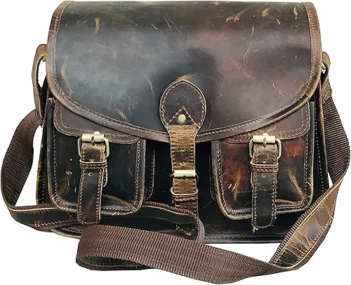 Ruzioon - Bolso cruzado de piel de búfalo para mujer, bolso de hombro para mujer, bolso de viaje de cuero genuino (12 x 10 x 4 pulgadas), Beige