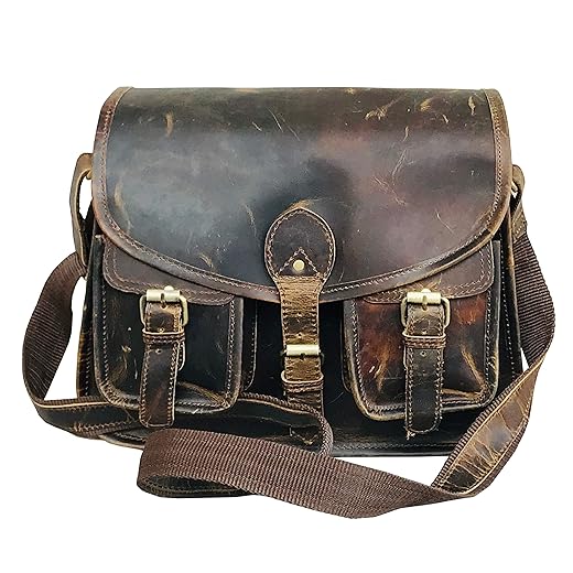 Ruzioon buffalo Leather Crossbody Purse Women Shoulder Bag Satchel Ladies Travel Purse Genuine Leather (12" x 10" x 4")