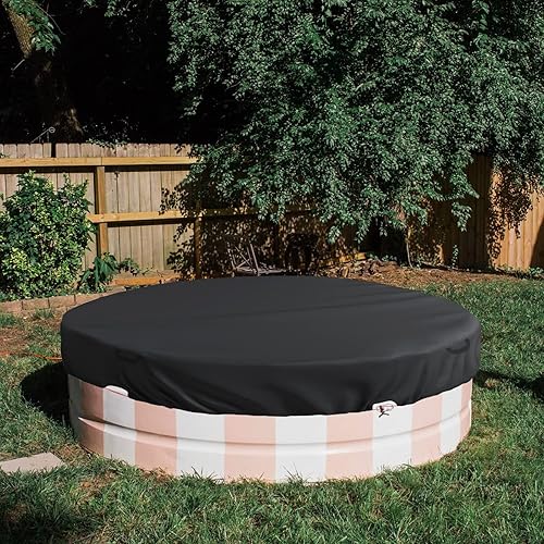 Miniatura 6 de Bitubi Cubierta redonda de acero de 5 a 6 pies, mejorada con cuerda de alambre y cabrestante fijo para aumentar la estabilidad (negro)