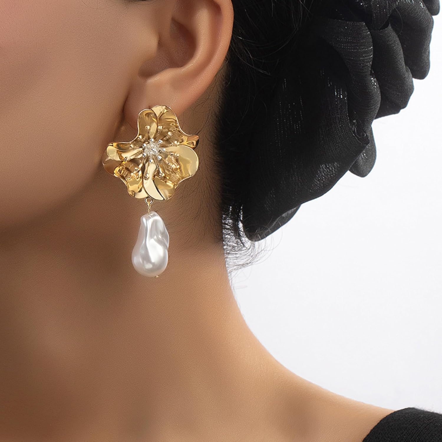 Gold Flower Earrings for Women Floral Dainty Jewelry, Lightweight Hypoallergenic Stud Earrings Trendy Gift - Image 5
