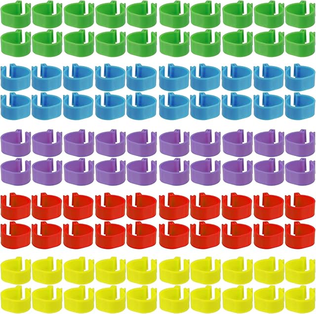 ANCIRS 100PCS 16mm Chicken Identification Leg Bands, Foot Round Tag Clips for Gamefowl Turkey Duck Goose Guinea (Multi-Color)