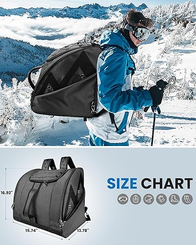 Miniatura 7 de OutdoorMaster Bolsa para botas de esquí y snowboard, excelente para viajes con exterior e inferior impermeables - para hombres, mujeres y jóvenes