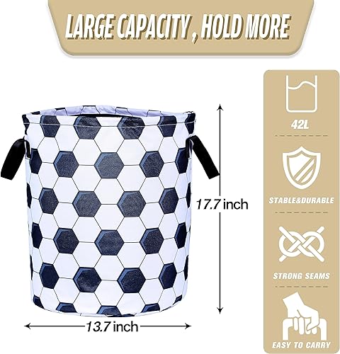 Miniatura 2 de Cesta de lavandería de fútbol para deportes, plegable, impermeable, de tela Oxford, cesta de lavandería, cubo de almacenamiento de ropa, organizador