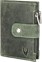 WildHorn Top Grain Leather Wallet for Men | RFID Blocking | Loop Closure | Ultra Strong Stitching I Zip Compartments with11Card Slots | 1 ID Window, Green Hunter, Modern