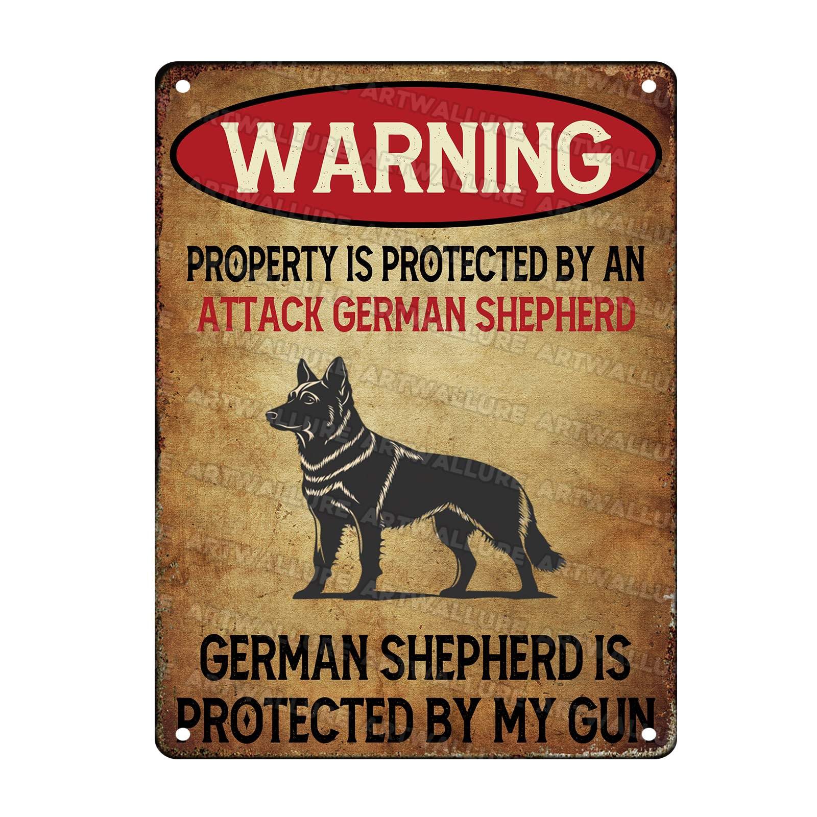 German Shepherd Vintage Sign Warning Metal Sign for Wall Decor Shed Garage Man Cave Kitchen 12x16Inch