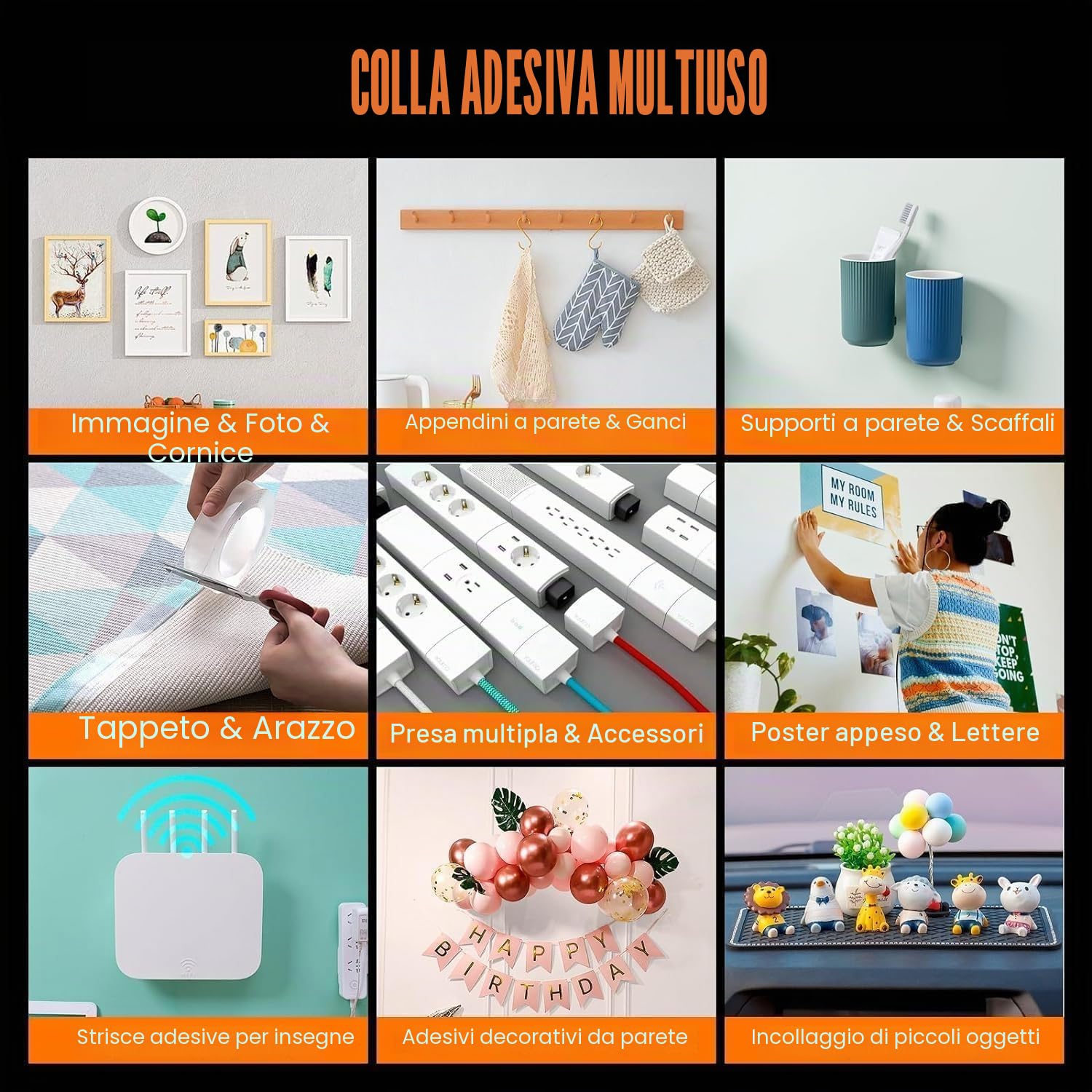GRIFEMA GA4001-1 Nastro Biadesivo Extra Forte, 3 Metri Nastro Biadesivo Trasparente, Impermeabile, per Pareti e Moquette