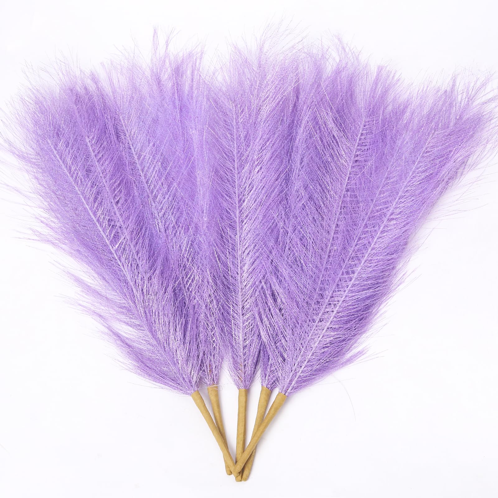 Artificial Pampas Grass 18''/ 45cm Faux Pampas Grass Boho Home Decor,Fluffy Pampas Grass Dried Floral Filler Artificial Fake Flowers Bouquets for Wedding Bedroom Living Room Decor (Purple)