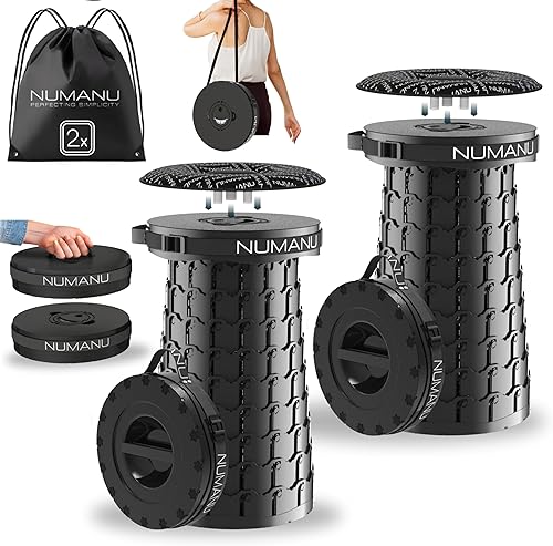 NUMANU Paquete de 2 taburetes plegables XXL mejorados 2025 de 19.7 pulgadas, peso máximo de 1000 libras, asiento desplegable más ancho y alto, silla