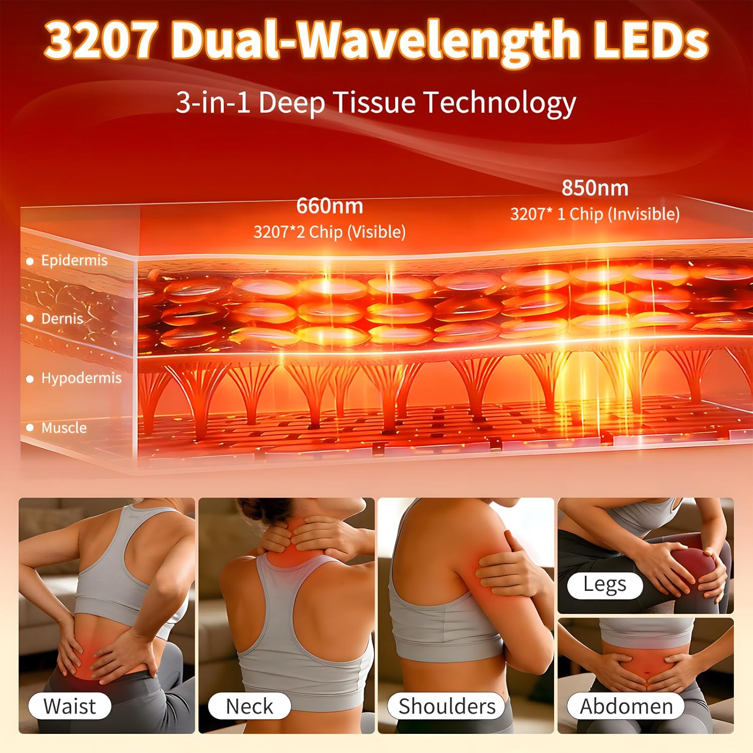 3207 LEDs Red Light Therapy Mat Full Body, TPU Infrared Blanket, Premium Foldable Mat with 10-90Min Timer & Pulse Modes for Home Office Relaxation - Image 2